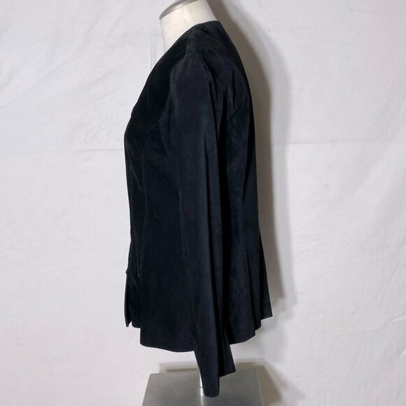 Vintage Danier black suede button front light jacket 90s blazer S - Picture 3 of 13